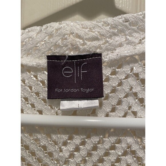 Elif For Jordan Taylor Womens Open Knit Top Cover Up Shirt White Size Med Vneck - Picture 2 of 7
